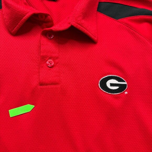 Georgia Bulldogs Nike Polo Shirt Men M Red Colorblock Performance Team Issue - Picture 3 of 16